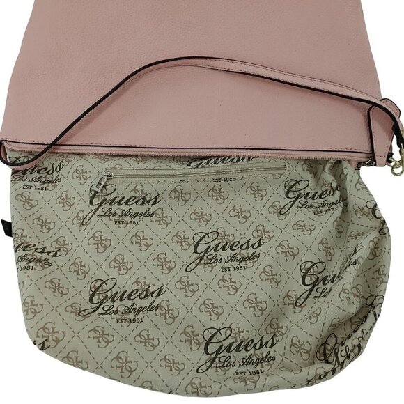 GUESS Los Angeles Pink Faux Pebble Leather Single Strap Shoulder Bag Spring Pink - Picture 13 of 13